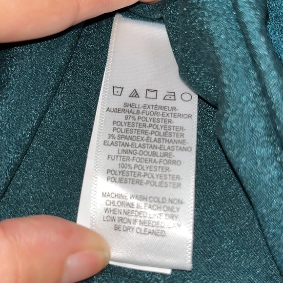 Dress the Population Kai Bustier Asymmetrical Ruffle Drape Gown Pine XS - Picture 12 of 13